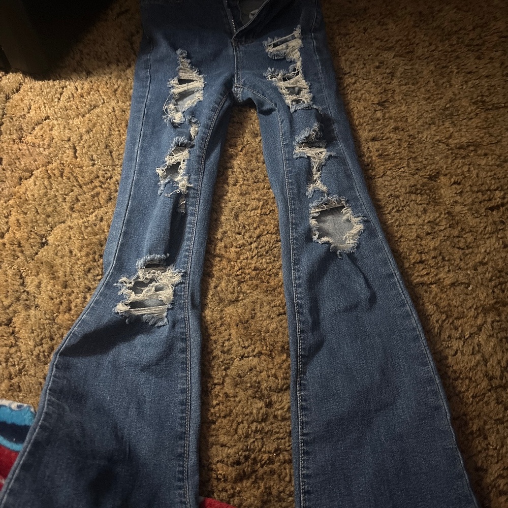 Xs flared ripped jeans